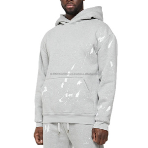 Sudaderas con cordón de alta calidad ropa de calle con etiqueta personalizada de gran tamaño francés Terry pintura salpicadura Sudadera con capucha Unisex - Product Image 6