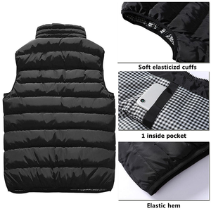 Gilet matelassé sans manches pour homme, noir uni, avec fermeture éclair sur le devant, veste d'été décontractée pour l'extérieur, coupe ajustée, écologique, imperméable - Product Image 2