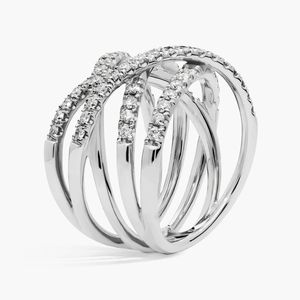 Bague large en or jaune 14 carats avec diamants de laboratoire croisés - Product Image 5