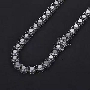 Moissanite Stones Prong Cuban Link Chain Necklace Solid 925 Sterling Silver with Rhodium Finish Passes Diamond Tester - Product Image 3
