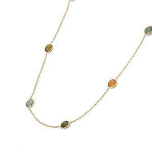 14K Gold Zircon Link Chain Necklace-Women's Wedding Fine Jewelry Daily Wear - Product Image 2