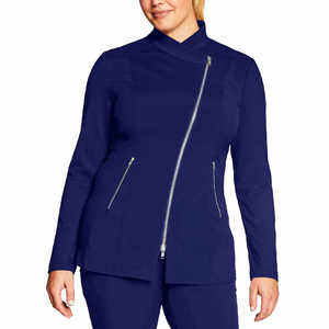 Ensemble de vêtements médicaux pour infirmières, veste zippée de haute qualité personnalisée, hauts à manches longues à col en V extensible, pantalon de jogging pour femmes - Product Image 1