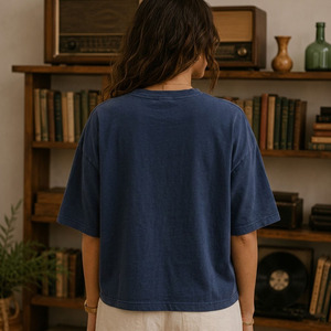 Camiseta de Algodón Supima para Mujer, Corte Cuadrado, Informal, Verano, Venta al Por Mayor - Product Image 4