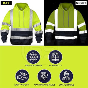 High Performance Safety Hoodie ANSI Class 2 Waterproof Customized Logo Visibility Workwear for Active Professional <b>Environments</b> - Product Image 3