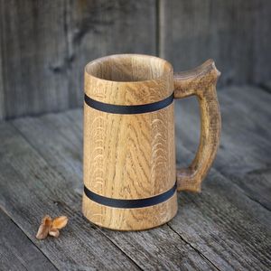 Classic Handcrafted Wooden Beer <b>Mug</b> Premium Oak Wood Tankard Rustic Viking Style Drinking <b>Mug</b> for Beer Coffee Tea and Ale - Product Image 5