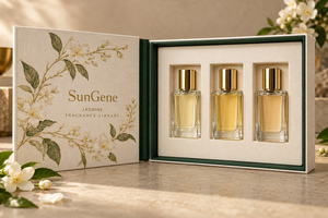 Caja de Perfume Personalizada con Fragancia de Jazmín, Estilo Libro con Bisagras - Product Image 1