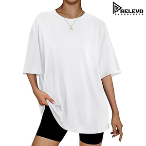Camiseta Corta Holgada de Alta Calidad para Mujer, Estilo Deportivo, Color Blanco Sólido, Camisetas de Calidad al por Mayor - Product Image 1