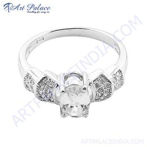 Anillo de cóctel de plata con circonita cúbica ovalada de diseño exclusivo de Art Palace - Product Image 2