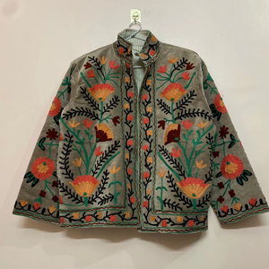 Amazing Look Suzani Velvet Embroidery Floral Jacket <b>Winter</b> Wear Jacket Coat Women's Coat Suzani Short Jacket for Womens - Product Image 1