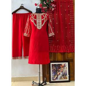 ชุดนักออกแบบปาร์ตี้สวมด้านบนและด้านล่างพร้อมแขนยาวสามส่วน dupatta - Product Image 1