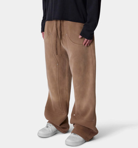 Pantalon de jogging ample et large pour homme en coton French Terry 500g, coupe oversize, avec délavage à l'acide et effet stonewash aux genoux - Product Image 6