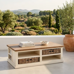 Mesa de Centro de Teca Ecológica y Duradera Moala, Muebles de Madera de Diseño Moderno para Sala de Estar, para Villas, Hoteles y Resorts - Product Image 1