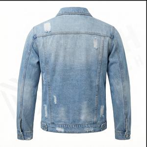 Veste en jean pour hommes d'hiver de haute qualité en coton respirant décontracté couleur marron vêtements de rue pour adultes - Product Image 3