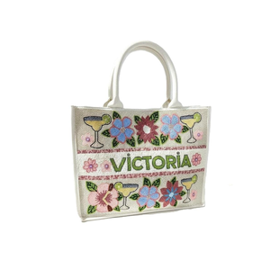 Sac fourre-tout en toile de coton brodé et perlé, réutilisable, pour le shopping, la plage, les voyages, sac à bandoulière pour femme, usage quotidien BY MULTI CRAFT - Product Image 4