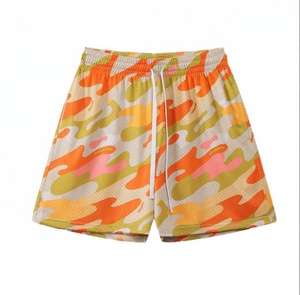 Men's Camouflage Mesh Shorts 100% Polyester Breathable Drawstring Casual Summer Short <b>Pants</b> Orange Pink Green Pattern - Product Image 1