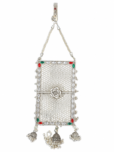ELVORA GEMS Cadena de cintura étnica para mujer, chapada en plata antigua, con colgante de borla e incrustaciones de diamantes de imitación, forma de gancho, modelo de boda ELV071 - Product Image 3