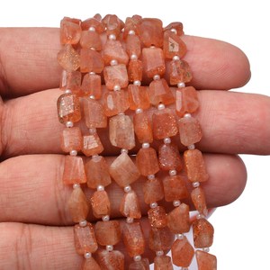 Perles de pierre de soleil naturelle AAA+ de 6 mm à 8 mm, facettées, en forme de pépites, pierres semi-précieuses brutes pour la fabrication de bijoux - Product Image 2