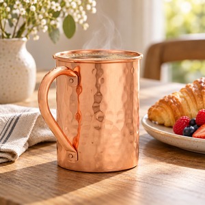 Vaso Moscow Mule de Cobre con Asa de Cobre, Reutilizable, Apto para Alimentos, Personalizable, Ecológico, Artículos de Bebida Únicos, Regalo para Bodas - Product Image 1
