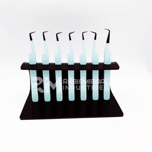 Pince à épiler de précision antistatique en acier inoxydable japonais, revêtement poudré bleu bébé, nouvelle version professionnelle RMI, pour extensions de cils, modèle diamant - Product Image 4