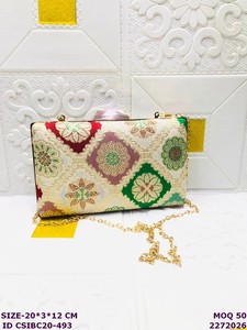 Wholesale Craftstages International Women Solid <b>Clutch</b> Bag Chain | Designer <b>Wedding</b> Party Evening Handbag 1-1.9L Capacity Satin - Product Image 4