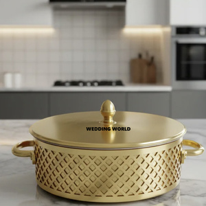Latest Collection Metal Food <b>Warmer</b> Set of Three Different Sizes Luxury Tabletop Food Supplies Metal Hotpot - Product Image 5