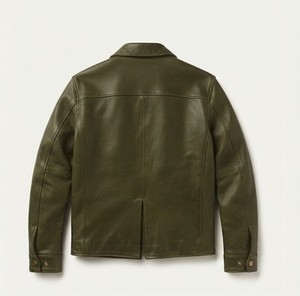 เสื้อแจ็คเก็ตหนังผู้ชายสไตล์นักขี่มอเตอร์ไซค์ ปกคอพับ ปิดด้วยซิป - Product Image 4