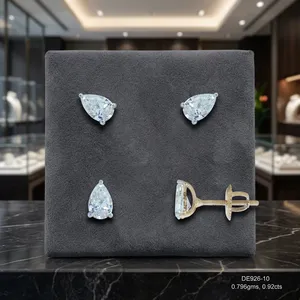 Boucles d'oreilles clous en or rose 14 carats avec diamant de laboratoire taille brillant rond et halo, 0,92 ct E VVS-VS, bijoux de luxe pour fiançailles et mariage - Product Image 2