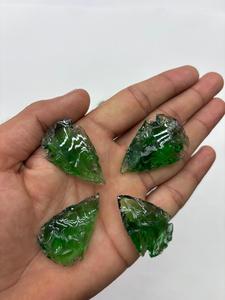 Pointe de flèche en verre d'obsidienne verte, pierre brute, pointe de flèche en cristal vert pour la fabrication de bijoux, artisanat, décoration, vente en gros - Product Image 3