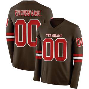 Jersey de Fútbol Americano OEM Transpirable de Manga Larga, Ropa Deportiva Personalizada para Equipos, Impresión de Nombre y Número Personalizados, Logotipo Frontal Personalizado - Product Image 4