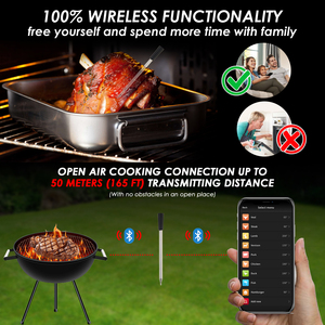 Thermomètre à viande de qualité supérieure avec surveillance à distance, thermomètre de cuisson avec portée sans fil de 165 pieds pour la cuisine, le barbecue - Product Image 5