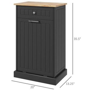 Black As Free Standing Recycling Trash Can Holder Kitchen Tilt Out Trash Bin Cabinet with Drawer - Product Image 3
