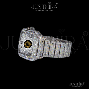 Reloj de Cuarzo con Diamantes Moissanite Clásicos de Exportación India, Reloj de Lujo para Hombre, Estilo Ejecutivo, Resistente a los Arañazos, Disponible para la Venta - Product Image 2