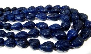 Sold Per 6 Loose Beads Best Quality Dyed Blue Sapphire Hand Carved Designer Size 10x14mm to 14x20mm Tear <b>Drop</b> Beads - Product Image 3