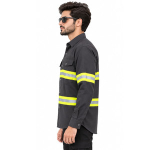 Camiseta Polo de Seguridad Reflectante de Alta Visibilidad, Camisetas Polo de Trabajo de Alta Visibilidad para Hombre en Venta al por Mayor con Rayas Amarillas - Product Image 4