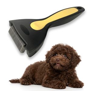 Rastrillo para Mascotas de Doble Cara de Acero Inoxidable y Plástico con Dientes Redondeados, Herramienta para Eliminar el Pelo Suelto, Agradable al Tacto, para Eliminar el Subpelo Grueso - Product Image 2