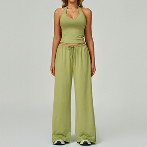 Conjunto Deportivo de 2 Piezas para Mujer, Camiseta sin Mangas y Pantalones Anchos, Conjuntos de Yoga para Gimnasio, Conjunto Informal para Descansar, Conjuntos Deportivos a Juego para Mujer, Conjuntos de Yoga para Fitness - Product Image 5