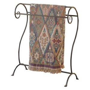 Porte-serviettes élégant en métal pour salle de bain, support autoportant avec plusieurs barres, étagère de rangement de luxe pour serviettes - Product Image 1