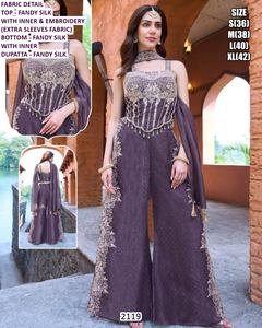 Conjunto Zivara Crimson Queen, Traje Tradicional de Seda Fandy, Largo hasta el Suelo, de Secado Rápido, para Bodas, Fiestas y Uso Casual - Product Image 2