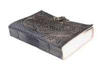 Carnet de croquis New Era Authentic Cat en cuir véritable cousu avec du fil, couverture en cuir véritable, papier en coton fait main, 120 feuilles, fermeture à fermoir, chat noir