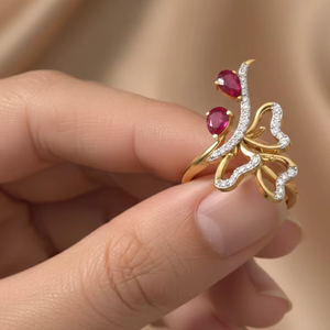 แหวนผีเสื้อทองคำหรูหราประดับเพชรธรรมชาติ รับรองโดย IGI สำหรับผู้หญิง - เครื่องประดับชั้นดี ของขวัญสำหรับงานหมั้น งานแต่งงาน และวันครบรอบ - Product Image 3