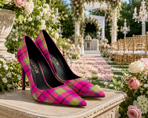 Escarpins à talons aiguilles écossais à motif tartan pour femmes, pour mariage et fête, fabricant OEM & ODM, logo personnalisé, tartan personnalisé - Product Image 6