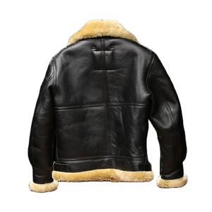 Chaqueta de Cuero Inteligente de Invierno para Hombre, Diseño Personalizado de Piel de Oveja, Estilo B3 Bomber, Bordado, Talla Grande, Venta Caliente OEM - Product Image 3