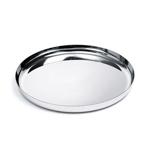Polished <b>Silver</b> Round Serving <b>Tray</b> Modern Hospitality Platter Elegant Kitchen Counter Presentation Accent - Product Image 1
