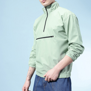 Chaqueta Bomber Verde Claro para Hombre, Cuello Alto, Cortavientos, Informal, de Poliéster, para Otoño, Corte Regular, Cierre de Cremallera - Product Image 2
