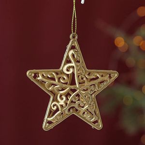 Ornement suspendu en forme d'étoile 3D en métal doré, filigrane décoratif, étoile creuse pour la décoration de l'arbre de Noël - Product Image 5