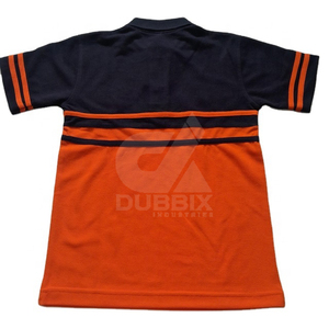 เสื้อเชิ้ตผู้ชายคุณภาพสูงแบบสั่งทำพิเศษสำหรับฤดูร้อน รุ่นใหม่ล่าสุด แขนสั้น ทรงเข้ารูป ระบายอากาศได้ดี ผ้าถัก 100% ผ้าฝ้าย สีส้มลายแนวนอน - Product Image 2