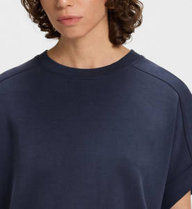 Elegante Conjunto Deportivo Azul Marino de Manga Corta y Pantalón con Logotipo Personalizado, Ropa Deportiva Perfecta para Mujer, Otoño Invierno - Product Image 4