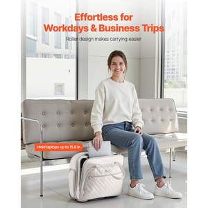 Sacoche à roulettes pour ordinateur portable de 15,6 pouces, sacoche pour ordinateur portable à roulettes, 2 roues fixes, poignée télescopique, sacoche de voyage pour le bureau - Product Image 2