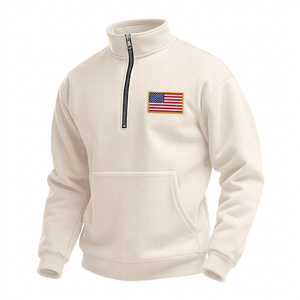 เสื้อสเวตเชิ้ตผู้ชายแบบซิป ¼  คอสูง แขนยาว สไตล์ลำลอง มีกระเป๋าจิงโจ้ - Product Image 5