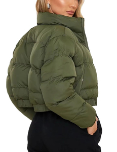 New Arrival Hot Selling Customized Women Winter Waterproof Puffer <b>Coat</b> Down <b>Bubble</b> <b>Coat</b> Patchwork Thick Cropped Puffer Jackets - Product Image 2